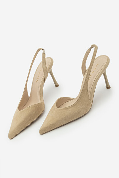 Marjin Women's Stiletto Pointed Toe Open Back V-Neck Strap Thin Heeled Shoes ...