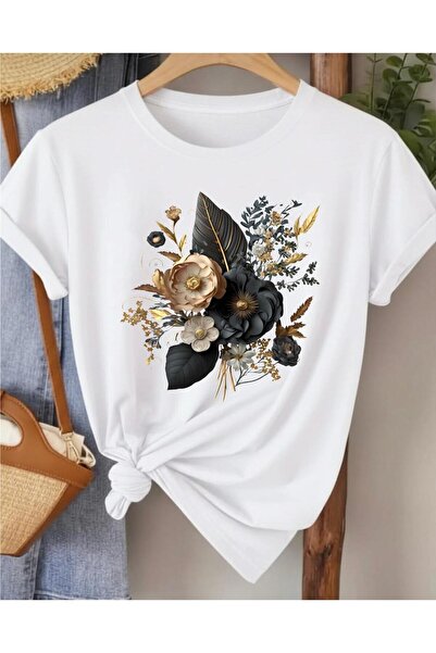 NIGRUM PARDUS New Season Black Flower Bouquet Printed 100% Cotton Large Size ...
