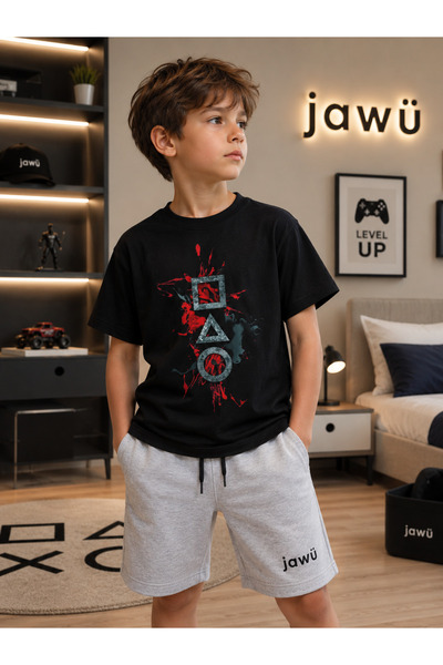 JAWÜ STYLE Game2 Printed T-Shirt Shorts Oversize Set