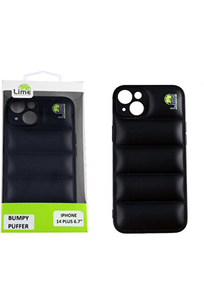 Lime&co Lime Bumpy Puffer Πίσω Θήκη Σιλικόνης με Λουράκι Μαύρο (iPhone 14 Plu...