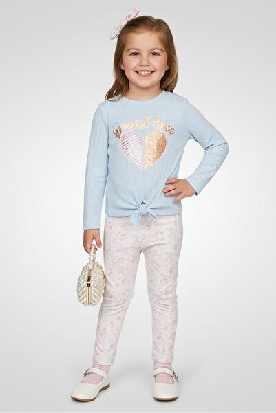 NANNETTE Toddlers Girl 2Pcs Top And Leggings With Scrunchie Set, Multicolor