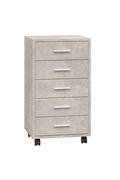vidaxl Cabinet with drawers and castors, concrete grey, processed wood