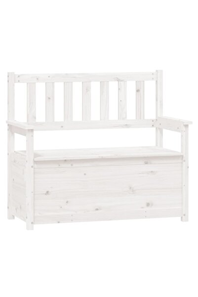 vidaxl Bench, white, 112.5x51.5x96.5 cm, solid pine wood