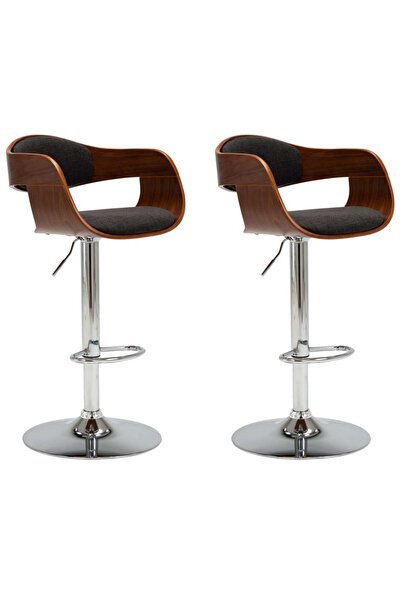 vidaxl Scaune de bar, 2 buc., gri, lemn curbat și material textil