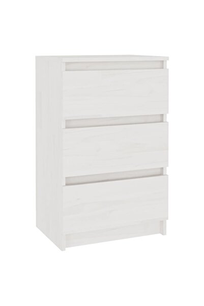 vidaxl Bedside table, white, 40x29.5x64 cm, solid pine wood