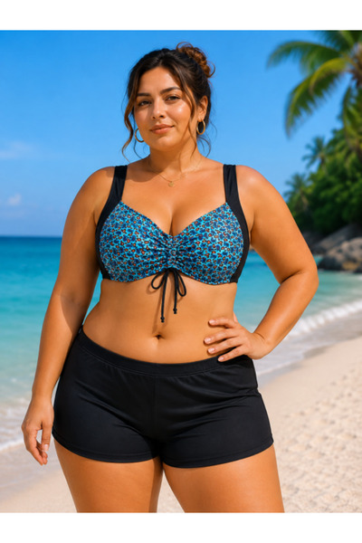 FUBA Women's plus size swimsuit, 2 pieces, with boxers and adjustable bra