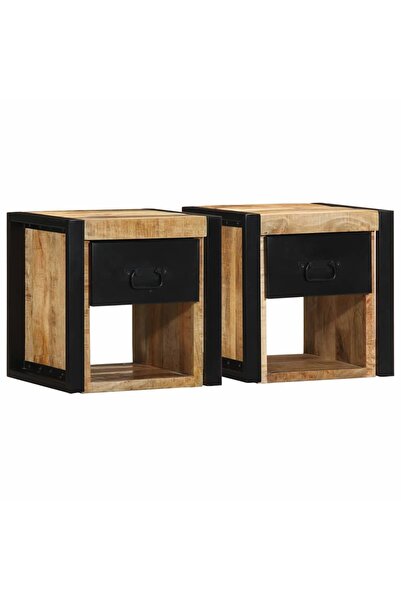 vidaxl Noptiere 2 buc 40x35x40 cm lemn masiv de mango