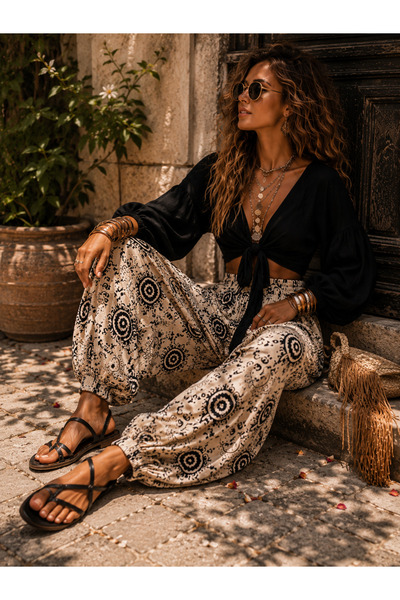 NA ADDESIGN Oversize Ethnic Shalwar – Black Ecru