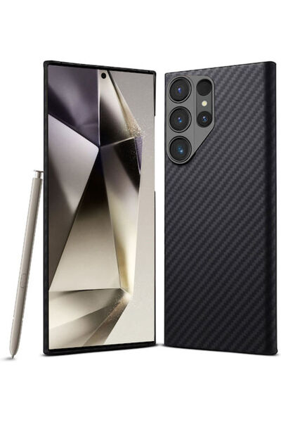 Techsuit Πίσω Κάλυμμα από Ίνες Αραμιδίου Μαύρο (Galaxy S24 Ultra)