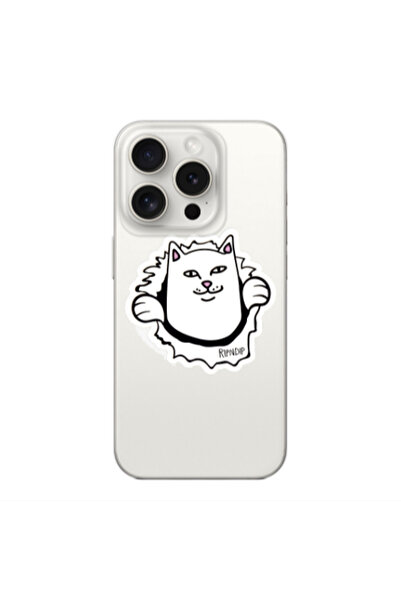 OEM Apple iPhone 15 Pro Max White cat Transparent Silicone TPU Θήκη