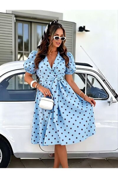 Azara Mimosa elegant polka dot dress for women