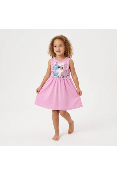 Lilo & Stitch Rochie din bumbac fără mâneci, Stitch Tropical Love Pink