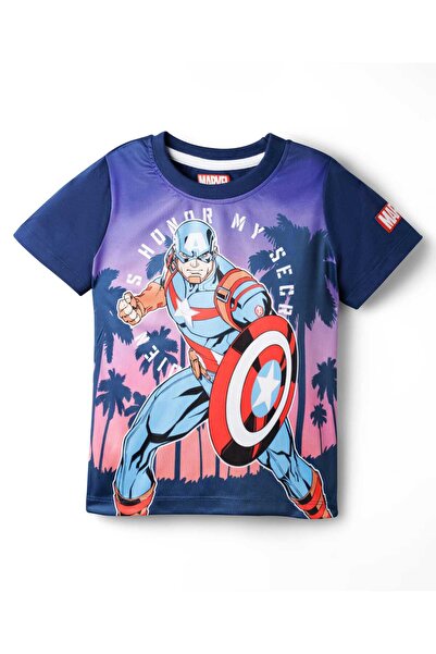 Pine Kids Marvel Single Jersey Knit Half Sleeves T-Shirt with Avenger Captain...