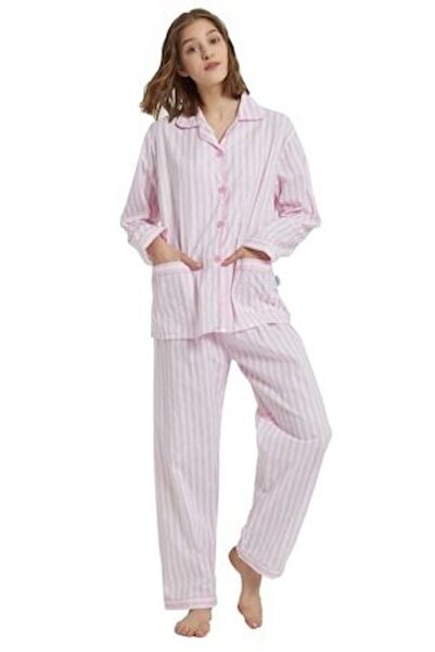 Global Set de pijamale pentru femei, Canvas, Bumbac, Clasic, Dungi roz, 50-52...