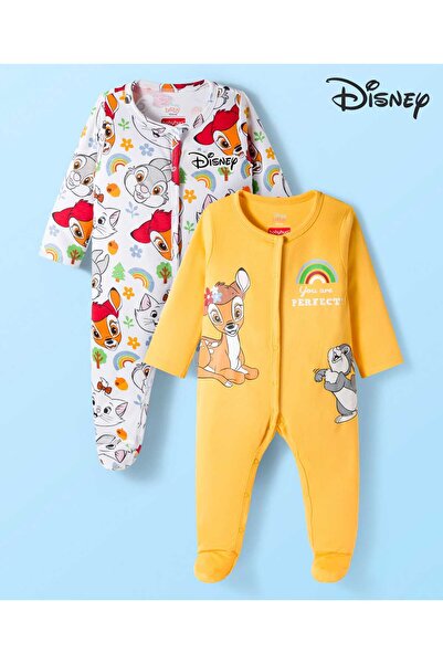 Babyhug Disney Cotton Footed Sleep Suits with Marie Print (Pack of 2) - White...