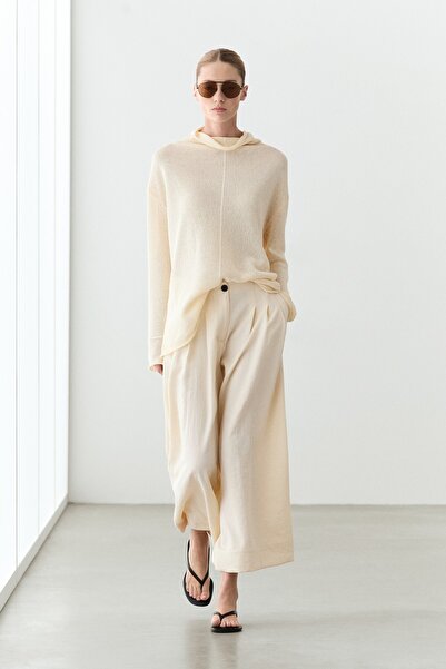 Massimo Dutti Geniş paça crop pantolon