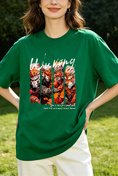 Fleck تي شيرتات نسائية بتصميم Monkey King Warrior على طراز ملابس الشارع غير ا...
