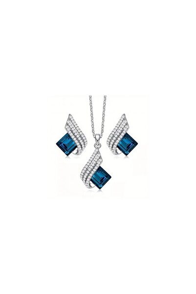 OEM Royal Blue "Velvet Moon" Necklace – Royal Elegance with royal blue zircon...