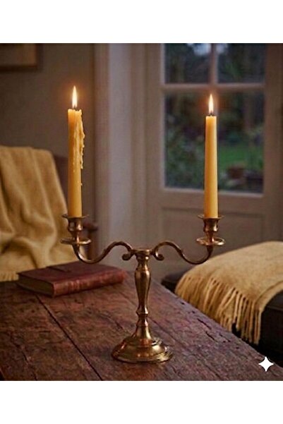 SCA CANDLE Dekoratif Mum Şamdanlık Mum düz mum 25 cm sarı Renk 2 2'li şamdanl...