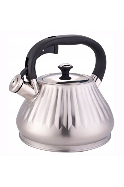 Kamille Stainless Steel 3L Kettle with Silver-Black Whistle for Induction