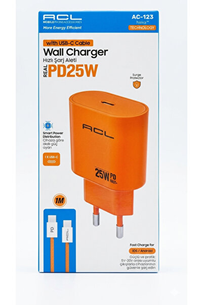 ACL KIRMIZI Hızlı Şarj Aleti PD25W 1M Kablo TYPE-C
