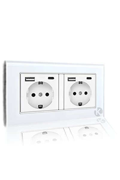 Konzmann Priză dublă cu 2 USB și 2 USB-C Konzmann, Cutie inclusă, Încărcare r...