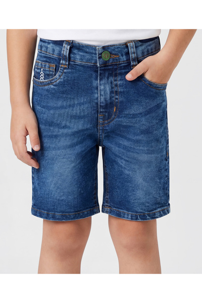 Pine kids Denim Woven Washed Above Knee Length Shorts - Blue