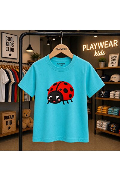 playwear Tricou unisex pentru copii 100% cu imprimeu Buburuza, pentru vârstel...
