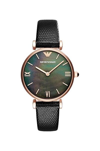 Emporio Armani Γυναικείο Ρολόι 33mm Μπαταρίας με Μαύρο Δερμάτινο Λουράκι AR11060
