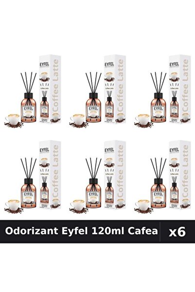 Eyfel Set 6 Odorizant Camera cu Betisoare - Aroma Cafea, Parfum Intens 120ml