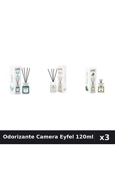 Eyfel Set 3 Odorizante Camera cu Betisoare - Angel, Bumbac, Lacramioare 120ml