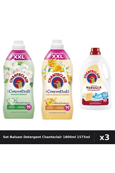 Chanteclair Set 3 Balsam și Detergent Rufe 1800ml 1575ml - Mosc Alb, Flori Po...