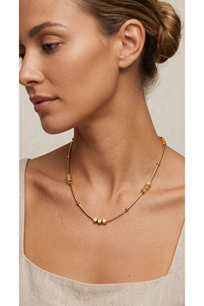 Singularis Premium Gold Italian Snake Chain Cube Detailed Women's Bijouterie ...