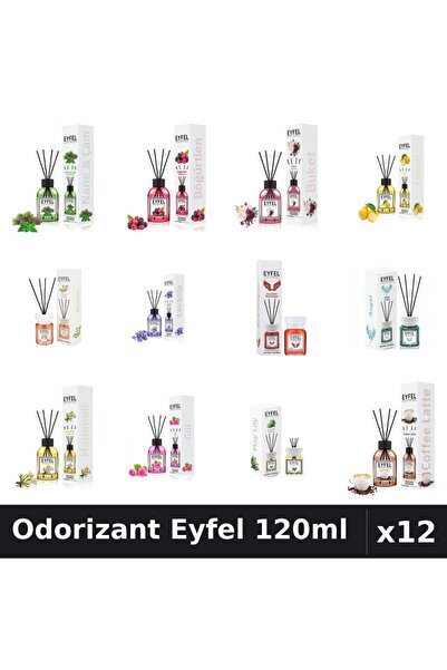 Eyfel Set 12 Odorizante Camera cu Betisoare - 12 Arome Asortate, 120ml