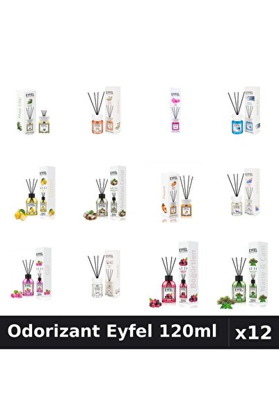 Eyfel Set 12 Odorizante Camera cu Betisoare - 12 Arome Asortate, 120ml