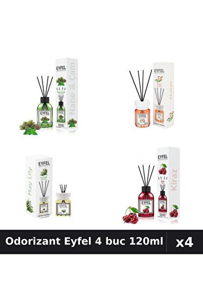 Eyfel Set 4 Odorizante Camera cu Betisoare 120ml - Acacia, Cirese, Lacramioar...