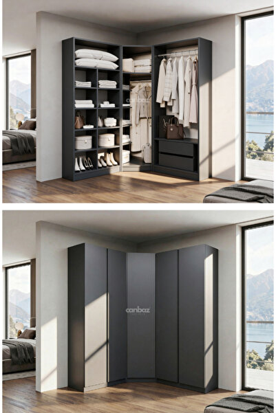 CANBAZ FURNİTURE Mira modüllü köşe 5 MDF kapaklı %100 MDF (KURULUM DAHİL)