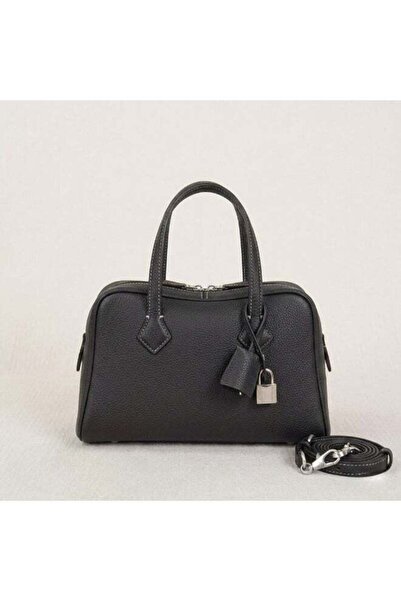 Generic Elegant Pebbled Leather Boston Handbag with Lock Detail & Detachable ...
