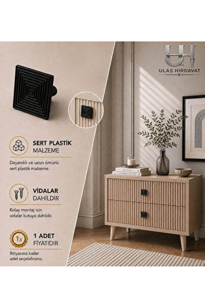 Ulaş Hırdavat Şık Tasarım Dekoratif Kare Çizgili Çekmece Kulpu Minimal Lüx Mo...