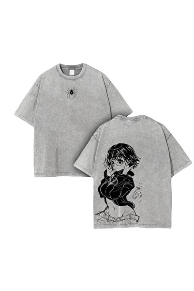 Toum Tricou oversize unisex vintage, lavabil, imprimat cu Anime Hunter X Hunter