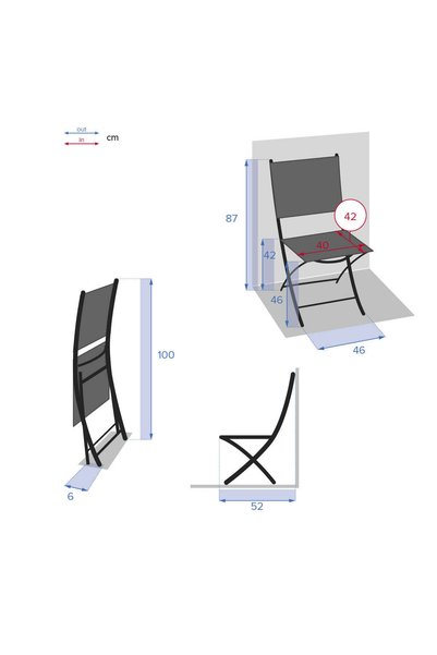 Hesperide Scaun de grădină pliabil Modula, aluminiu și poliester gri, H.87 cm