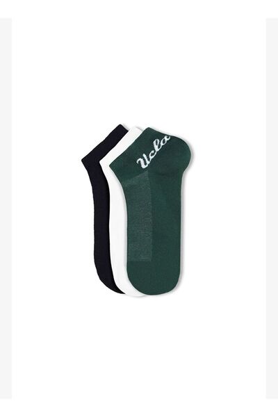 UCLA ADELITA 3'LÜ Siyah-Yeşil-Beyaz Uzun Jakarlı Pamuk Standard Fit Unisex Çorap