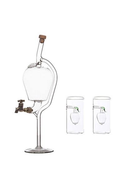 Btc Glass Design Apple-shaped bottle with tap 500 ml and 2 glasses with apple...