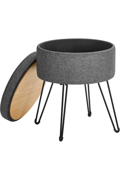 SONGMICS Taburet rotund de depozitare, șezut reversibil, picioare metalice, 1...