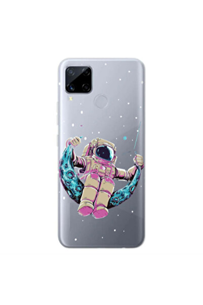 Other Realme C25 Astronaut swinging on the moon Transparent Silicone TPU Θήκη