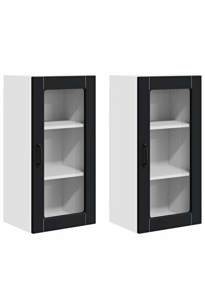 vidaxl Kitchen cabinet 2 pcs Black 40 x 31 x 80 cm Composite wood