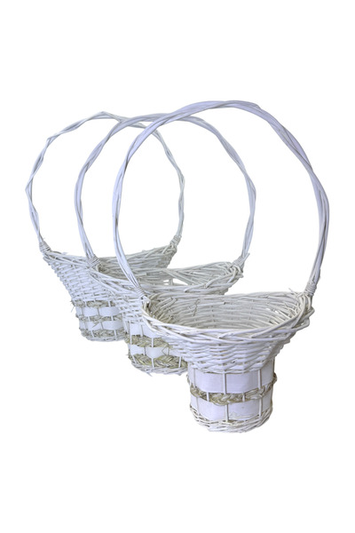 AFO Baskets Top Bottom Set of 3 Giant Oval with Border and White Braid 63cm