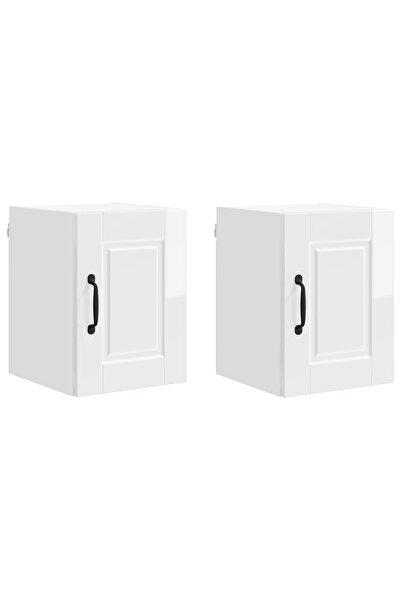 vidaxl Dulap de bucătărie cu raft 2 pcs Alb lucios 30 x 31 x 40 cm
