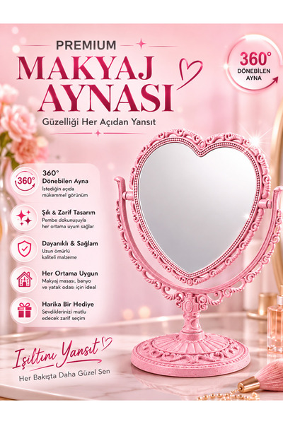 Yavuzlar Avize Premium Kalpli Makyaj Aynası 360° Dönebilen Masaüstü Dekoratif...