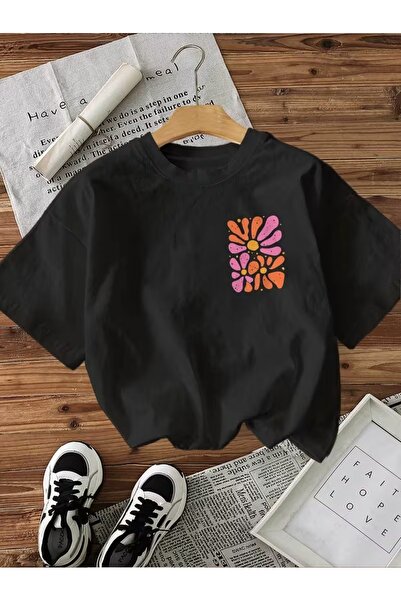 PAVRO Unisex Άνετο T-shirt με μικτό σχέδιο και στάμπα